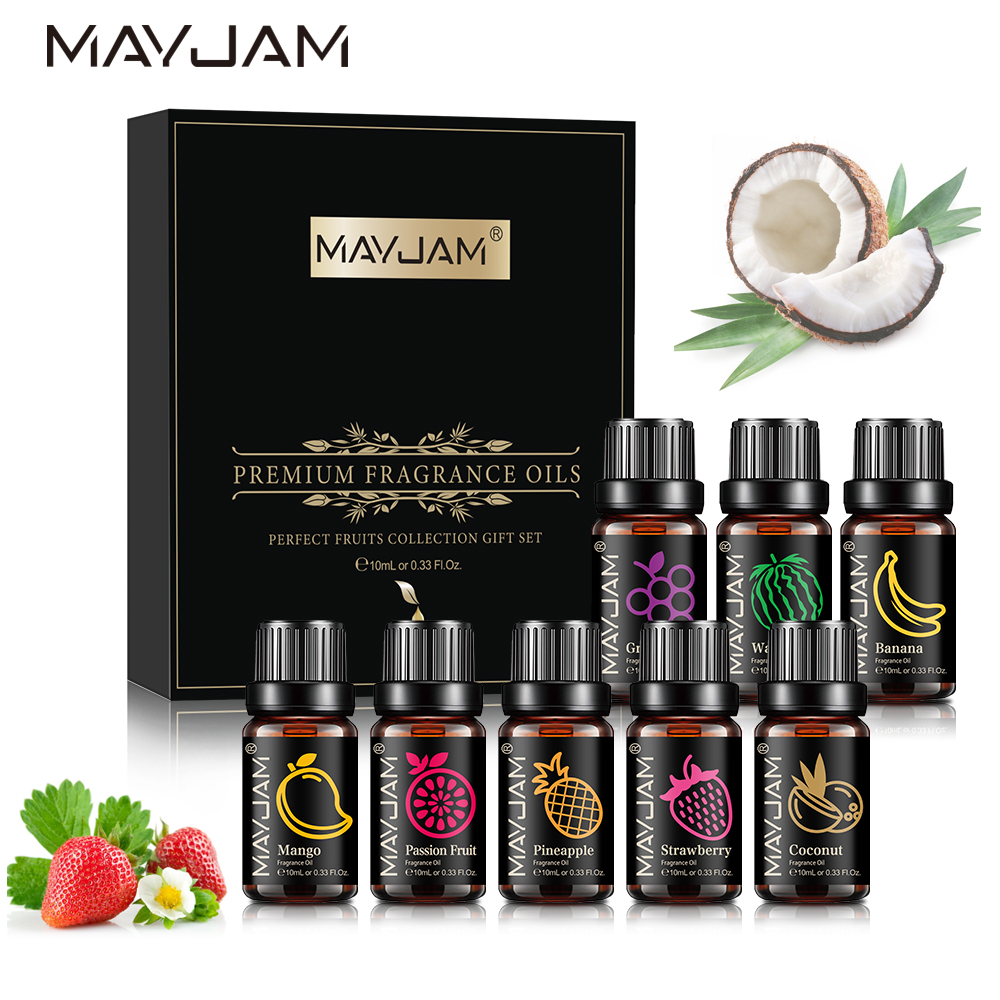 Soap Making Ingredients - MAYJAM フレグランスオイルセット 8 個ギフトボックスフルーツアロマオイル加湿器ディフューザーキャンドル石鹸作り芳香剤