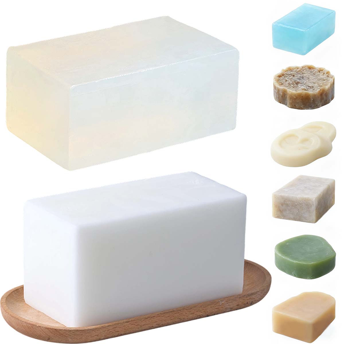 Soap Making Ingredients - 1000g クリアホワイトソープベース DIY 手作りアロマセラピーソープ原料 グリセリン バスフォームバタークラフト製作用品