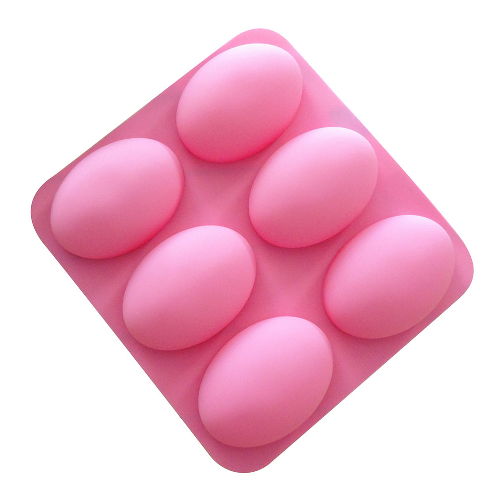 Soap Making Easy - 多機能楕円形シリコン石鹸型、6つの空洞、ケーキベーキングパン、DIY石鹸製造用品、浮腫が簡単で清潔