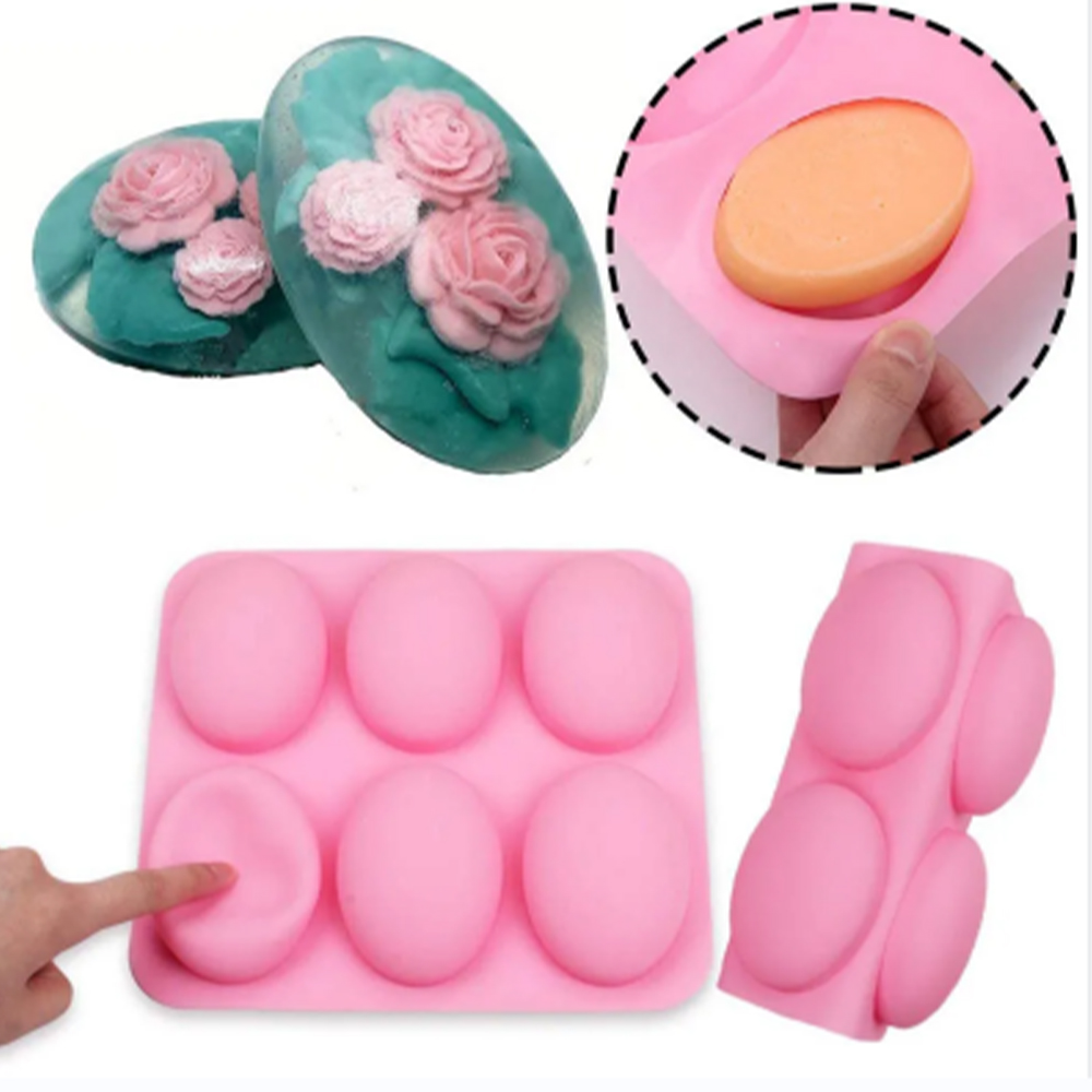 多機能楕円形シリコン石鹸型、6つの空洞、ケーキベーキングパン - Soap Making Easy のレビューと価格