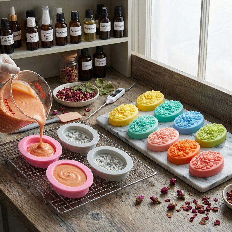 花の形をしたシリコンモールド4個、簡単に型抜きでき、再利用可 - Soap Making Easy のレビューと価格